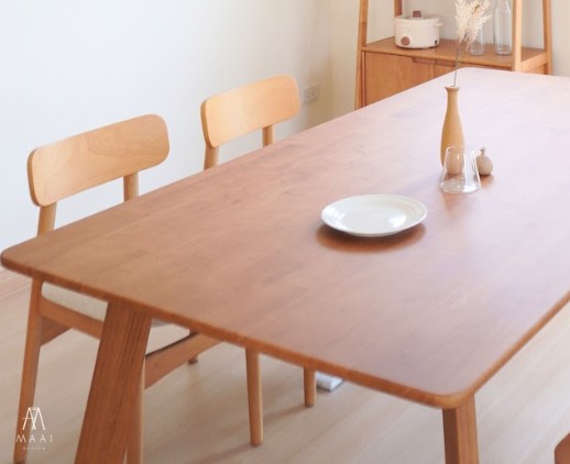 โต๊ะทานข้าวไม้ยางพาราแท้ 6 ที่นั่ง MAAI DESIGN  รุ่น DEZATO TABLE L สีโอ๊ค